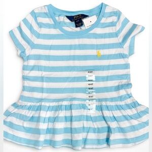 NEW Polo Ralph Lauren Kids striped ruffled T-shirt 4T